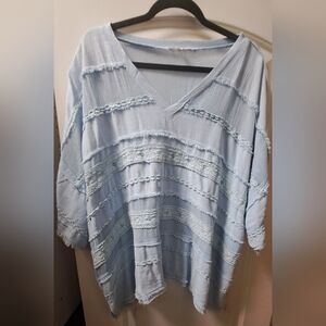 Oli & Hali Light Blue V-Neck Women's Top